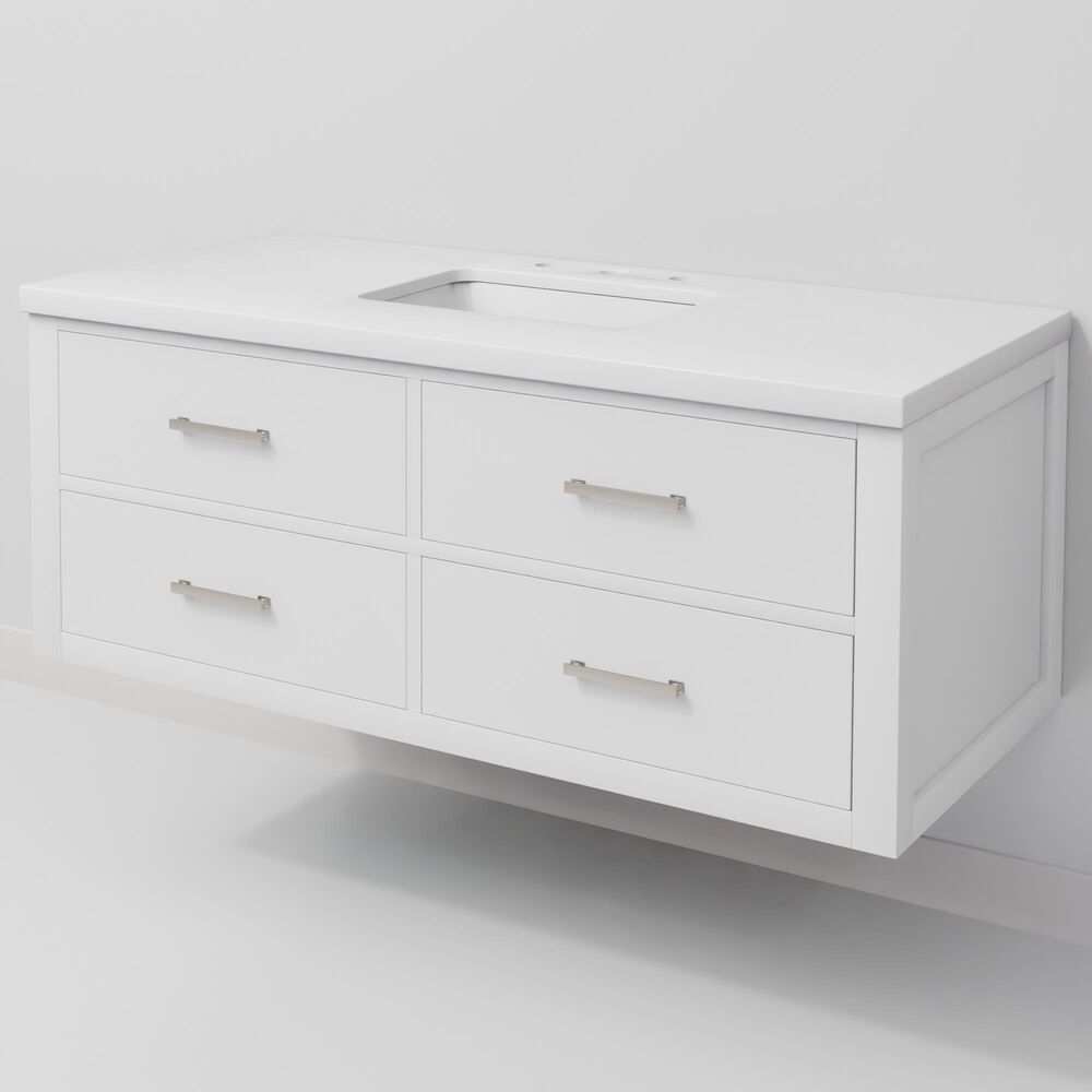 Lexora Home Castor 48" Single Bathroom Vanity in White with 2 cm White Quartz Top and Rectangular Sink, , large