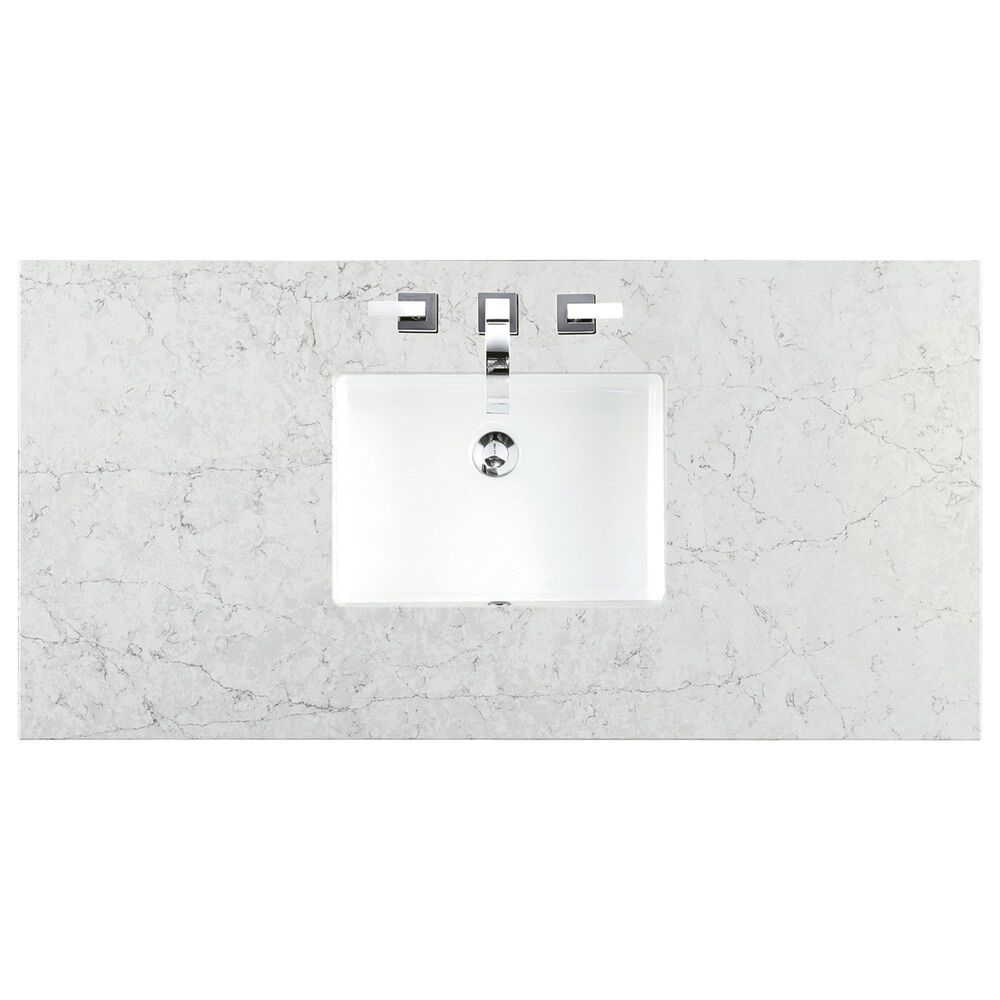 James Martin Vanities Lorelai 48&quot; Single Vanity in Mid-Century Walnut with 3 cm Eternal Jasmine Pearl Quartz Top, , large