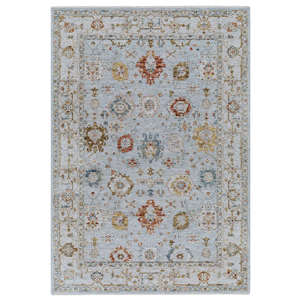 Surya Reina REN-2306 Light Gray, Cream, Denim, Rust, Mustard and Olive 5" x 7"5" Area Rug, , large