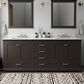 Lexora Home Dukes 80" Double Bathroom Vanity in Espresso with 2 cm White Carrara Marble Top and Rectangular Sinks, , large