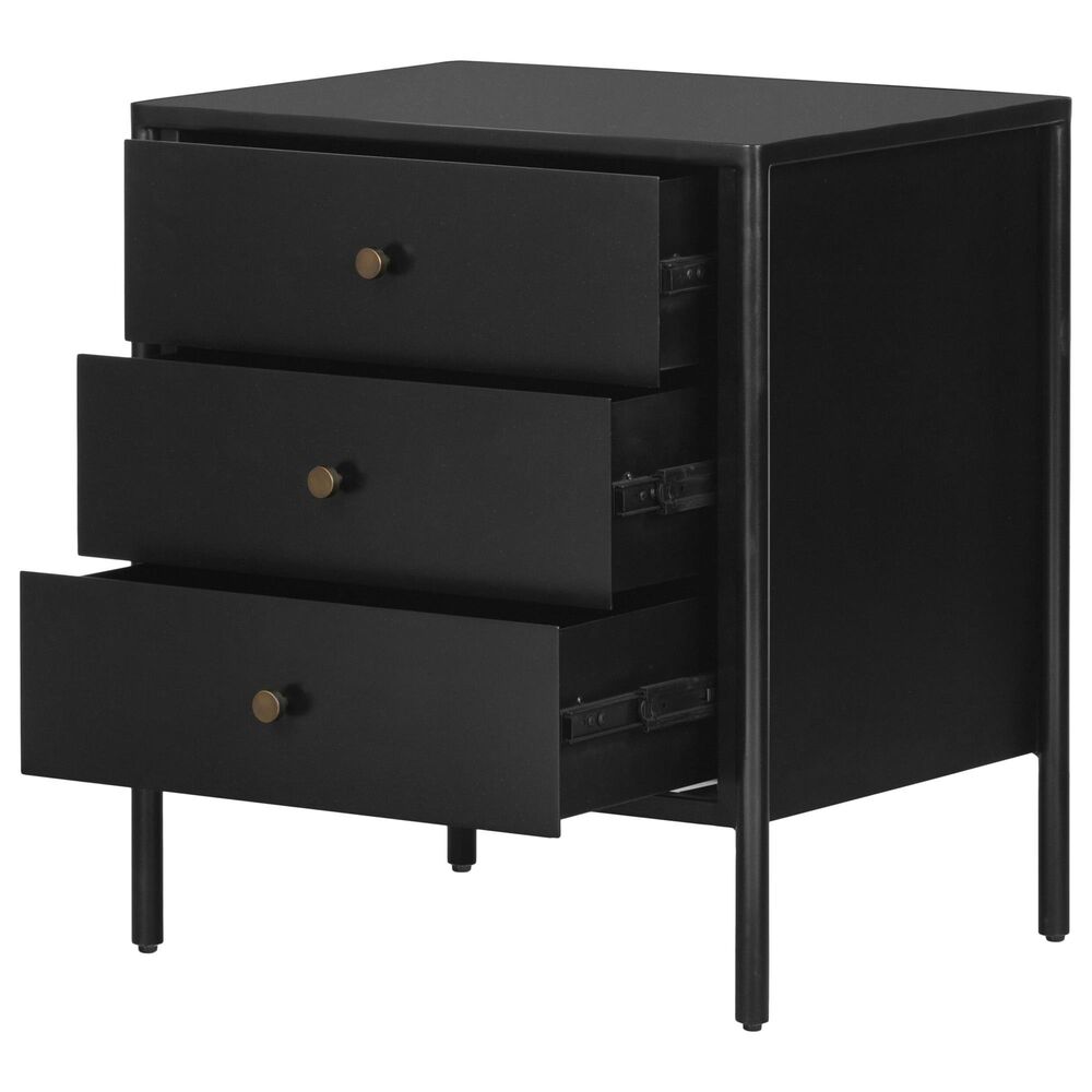 Four Hands Soto Metal 3-Drawer Nightstand in Black, , large