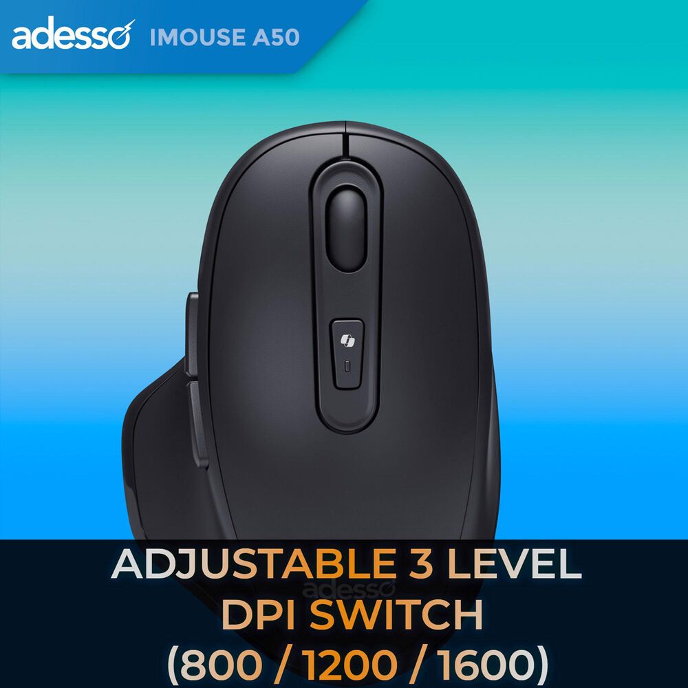 Adesso A50 Wireless Ergonomic Mouse with Copilot AI Hotkey in Black, , large