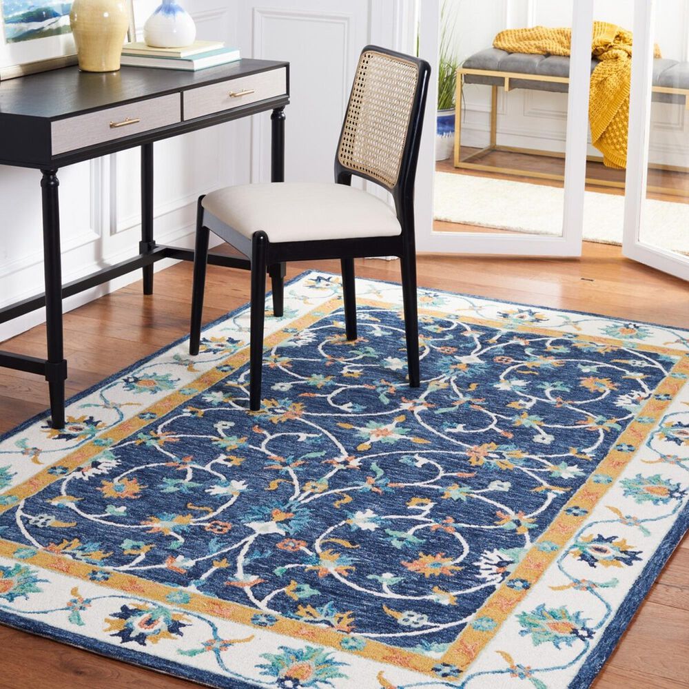Safavieh Micro-Loop MLP385M 4&#39; x 6&#39; Blue and Ivory Area Rug, , large
