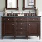 James Martin Vanities Brittany 60" Double Bathroom Vanity in Burnished Mahogany with 3 cm Parisien Bleu Quartz Top and Rectangular Sinks, , large