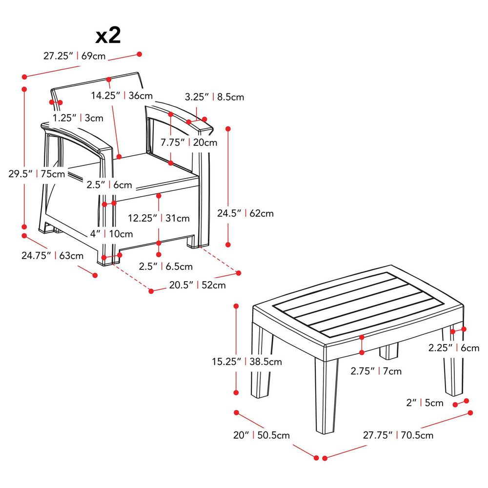 CorLiving Lake Front 3-Piece Patio Chat Set in Black/Gray, , large