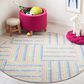 Safavieh Kids Playhouse Geometric 5" Round Ivory and Blue Rug, , large