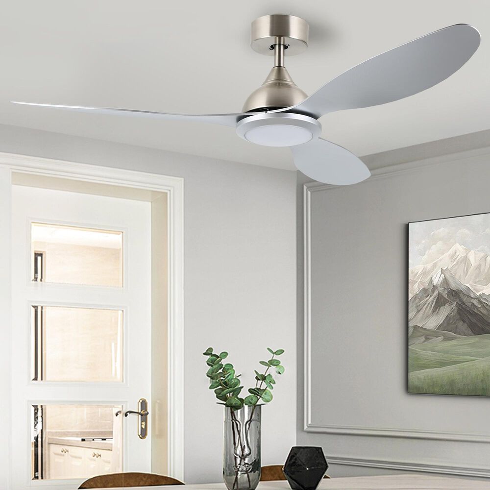 HOMLUX 52" Indoor Ceiling Fan with LED Light in Silver, , large