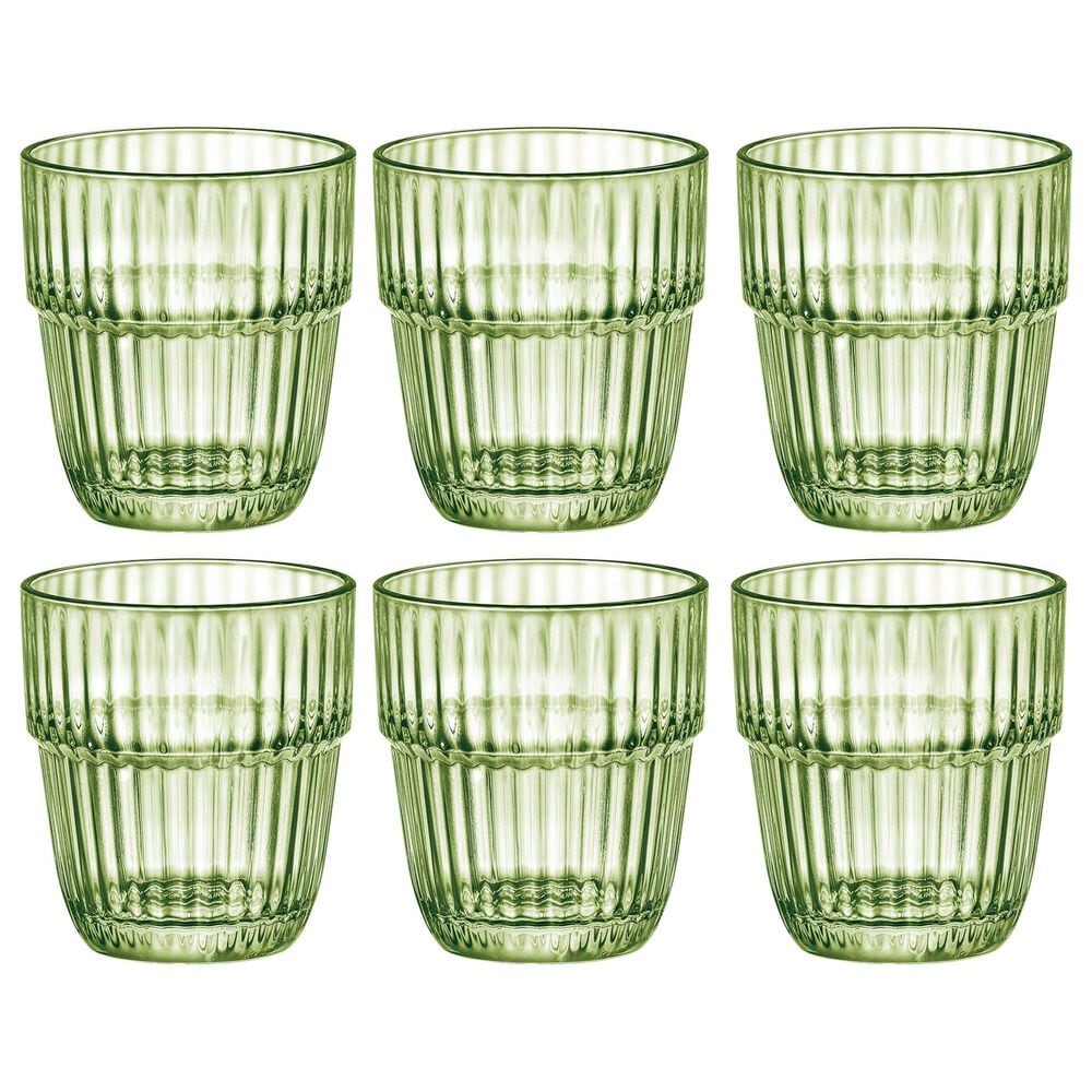 Bormioli Barshine Rocks Stackable Drinking Glasses in Mint Green (Set of 6), , large