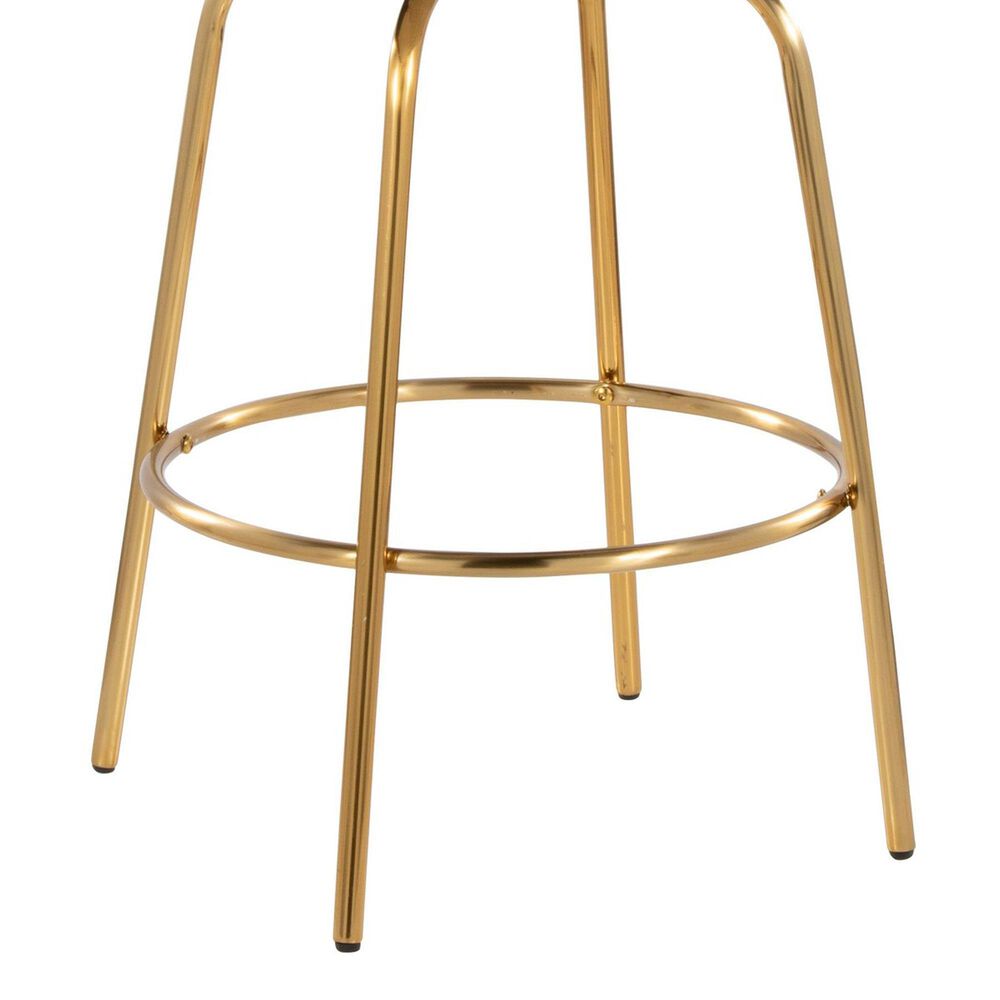 LumiSource Cinch 26" Swivel Counter Stool with White Upholstery in Gold (Set of 2), , large