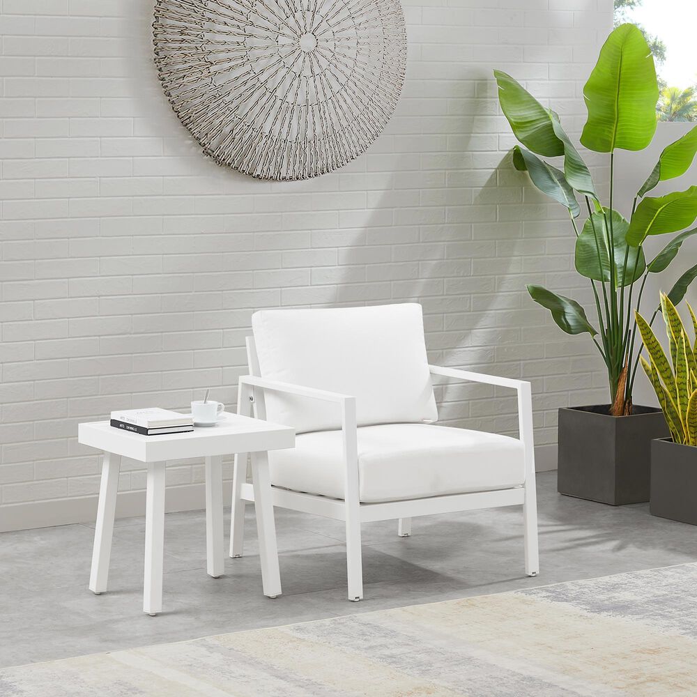 Linon Home Decor Holland Patio Armchair in White, , large