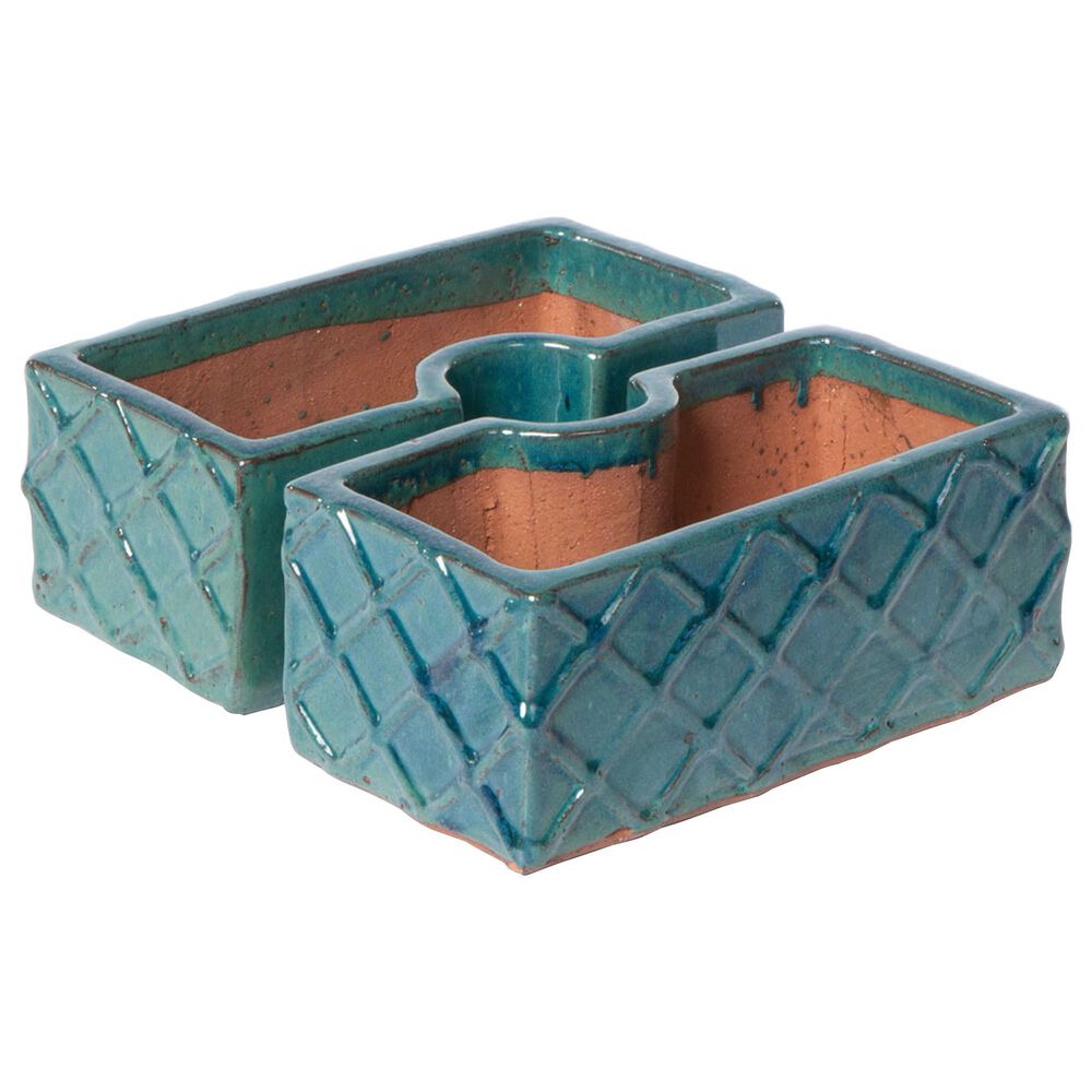 Alfresco Home Trellis Square Umbrella Patio Planter in Atlantis Blue &#40;Set of 2&#41;, , large