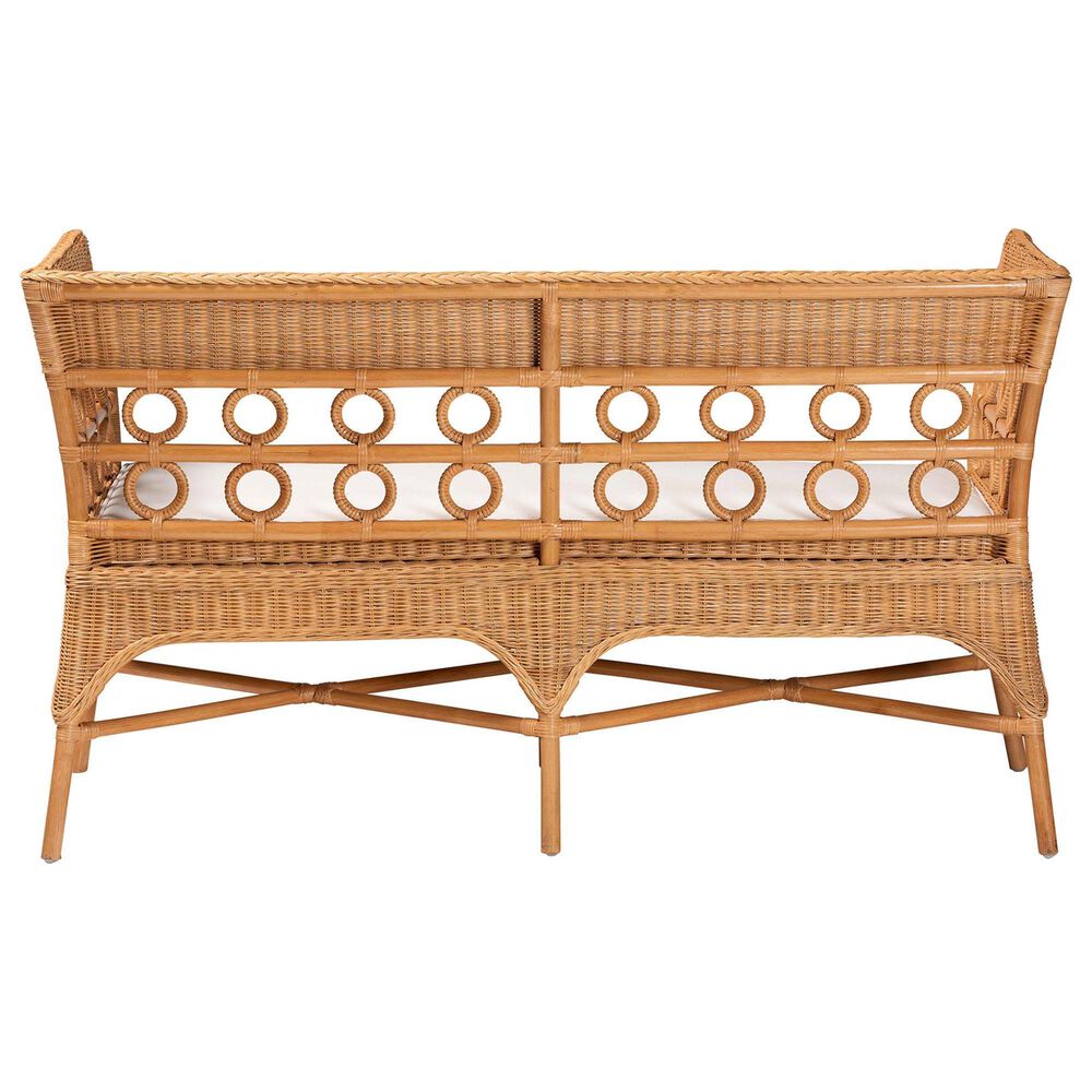 Baxton Studio Oxford Dining Bench with Armrests in Light Honey, , large