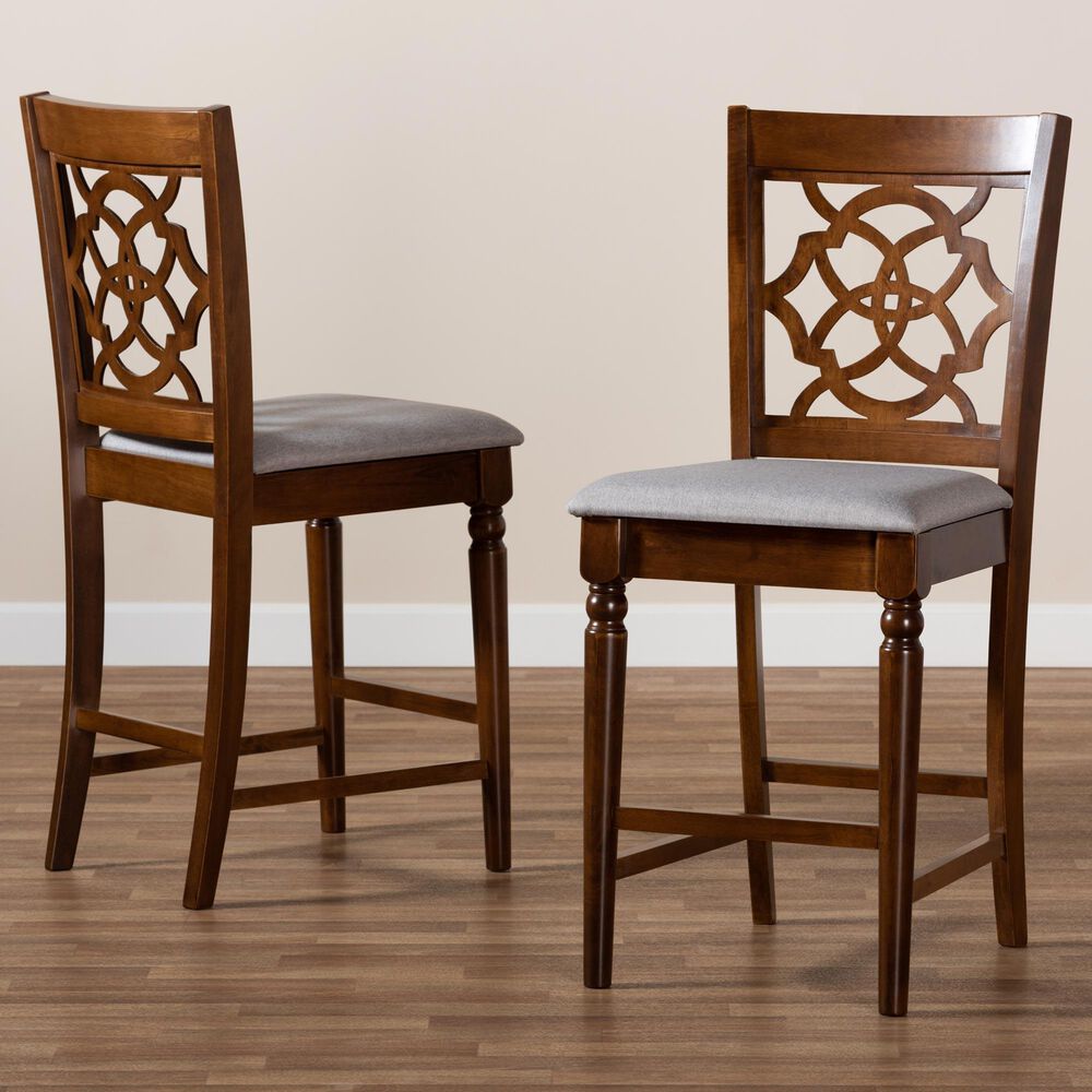Baxton Studio Oscar Counter Pub Chair in Walnut Brown (Set of 2), , large