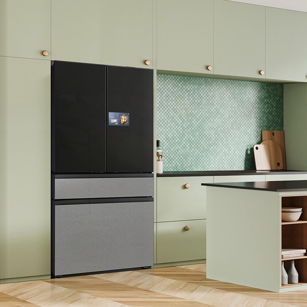 Samsung 22.5 Cu. Ft. Bespoke Counter Depth 4-Door French Door Refrigerator with AI Home &amp; AI Vision Inside in Charcoal Glass and Stainless Steel, , large