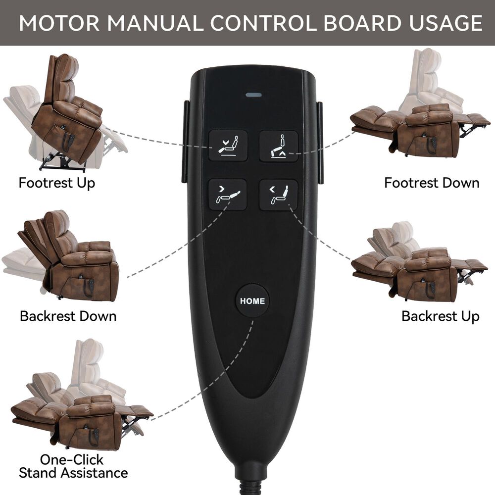 Hearth and Haven Large Power Lift Recliner in Brown, , large