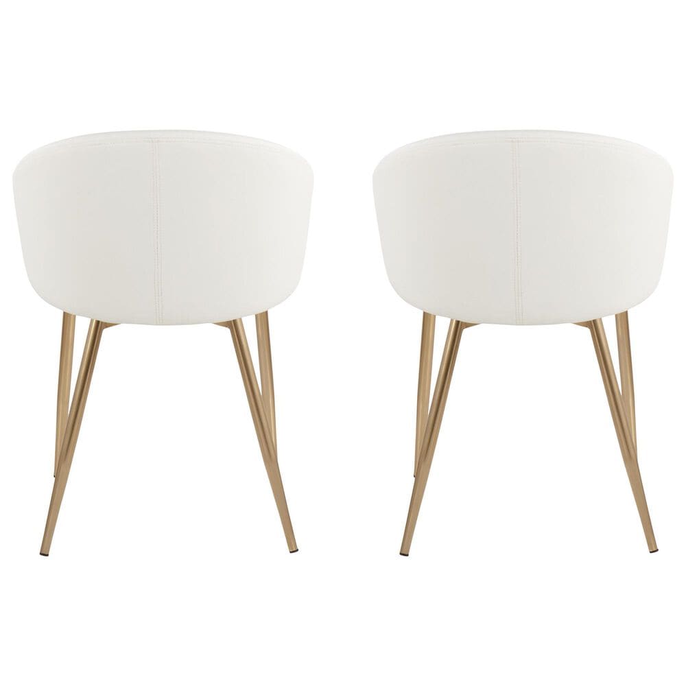 LumiSource Claire Arm Chair with White Faux Leather Cushion in Gold (Set of 2), , large