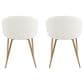 LumiSource Claire Arm Chair with White Faux Leather Cushion in Gold (Set of 2), , large