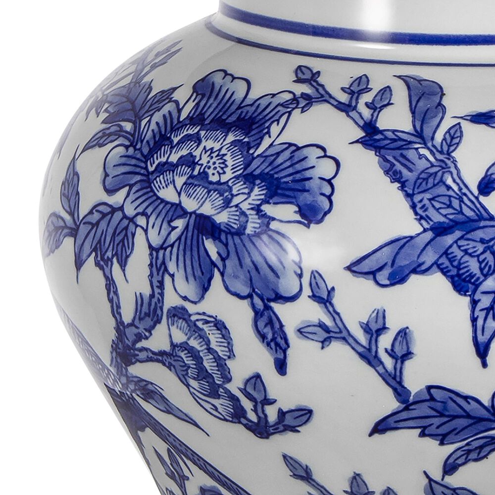 A&amp;B Home Floral Vase Table Lamp in Blue and White, , large