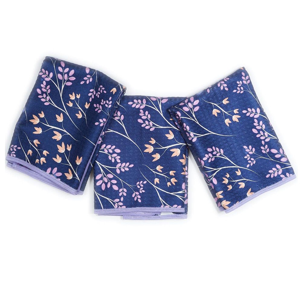 Once Again Home Magnolia Reversible Mighty Mini Towel in Violet and Navy &#40;Set of 3&#41;, , large