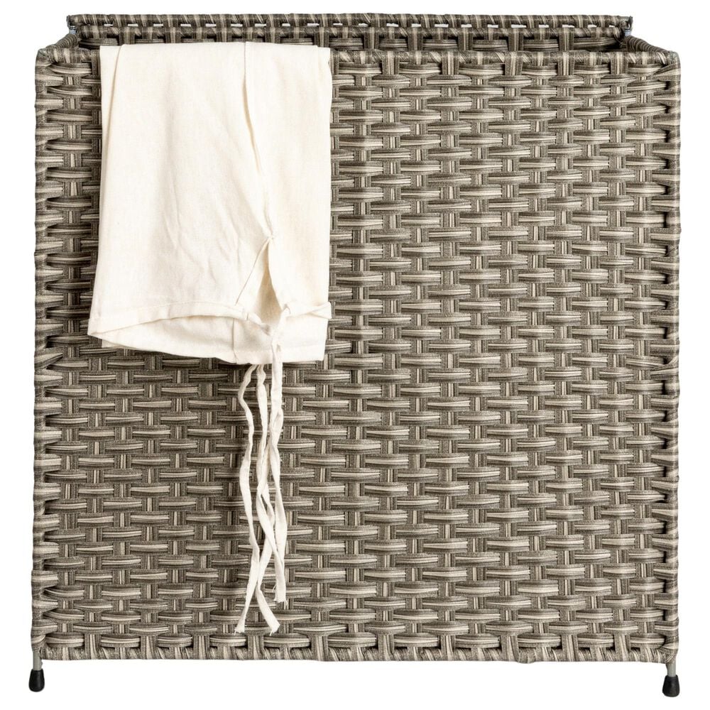 Household Essentials Handwoven Laundry Hamper with Lid and Removable Liner Bag in Gray, , large