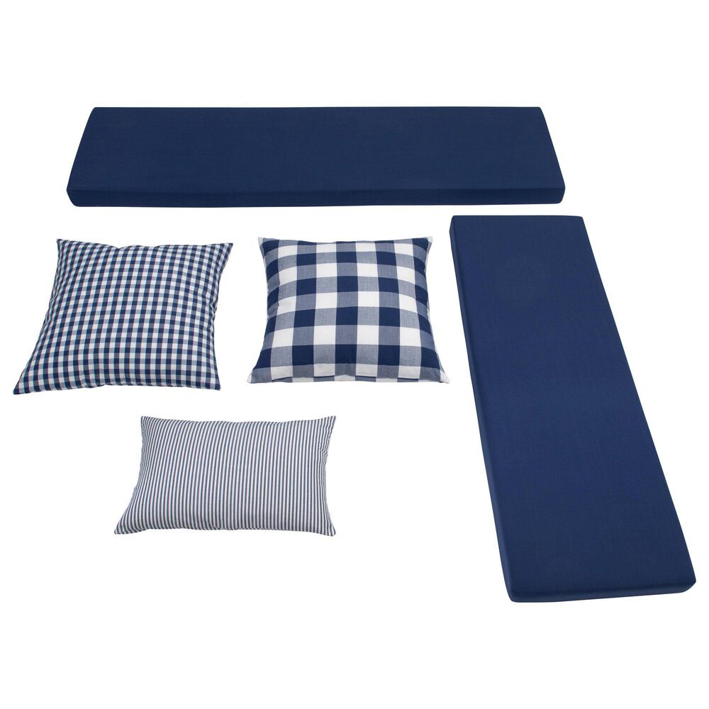 Linon Home Decor Tobin 5-Piece Nook Cushion Set in Navy Blue, , large