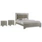 Crown Mark Lyssa King Panel Bed with Two Nightstands in Champagne, , large