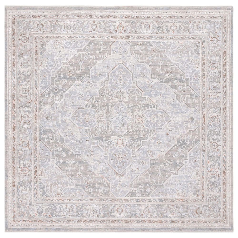 Safavieh Marmara MRM320B 6"7" Square Beige, Blue and Rust Area Rug, , large