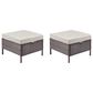 Sunwell Garden 17" Ottoman with Beige Cushion and Round Legs in Brown (Set of 2), , large