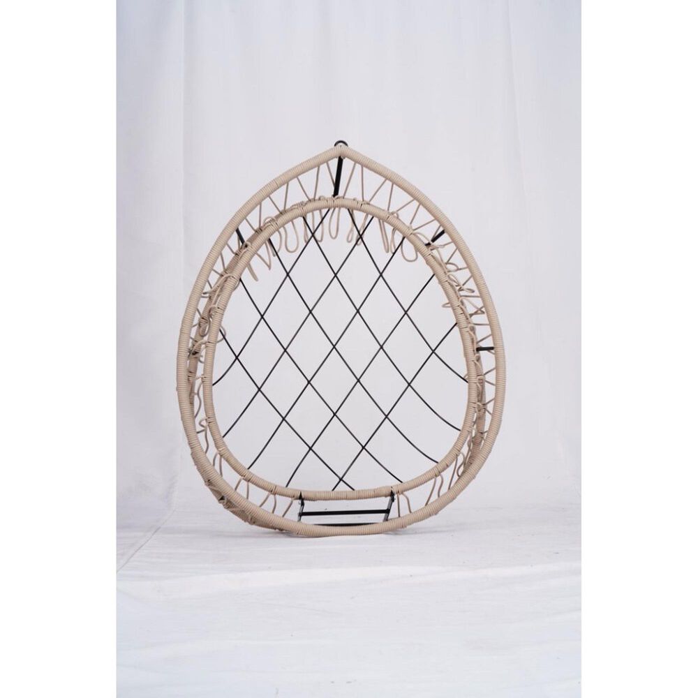 Hearth and Haven Outdoor Egg Chair with Frame Beige in White, , large
