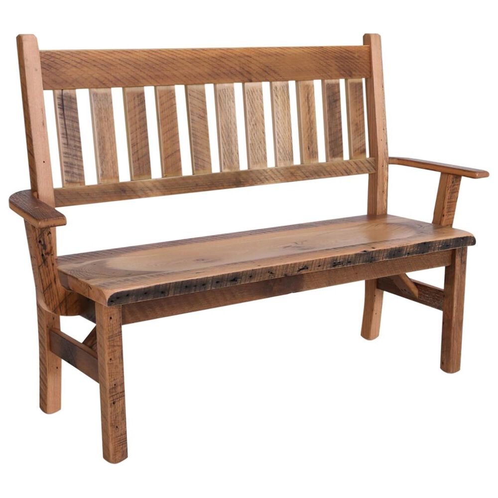 Daniel's Amish Collection Barnwood Deacon Bench in Natural, , large
