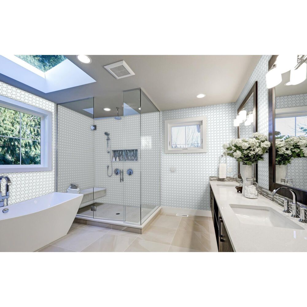 Emser Spin White 11&quot; x 11&quot; Porcelain Mosaic Sheet, , large