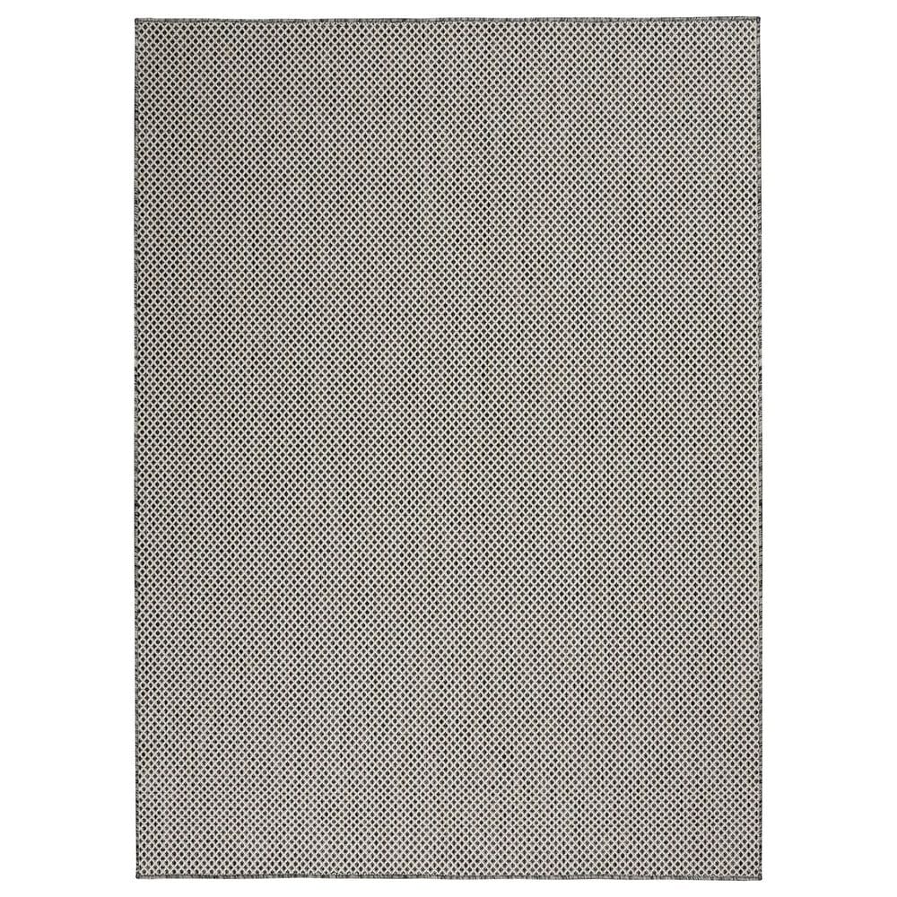 Nourison Courtyard Ivory and Charcoal 6" x 9" Indoor/Outdoor Area Rug, , large