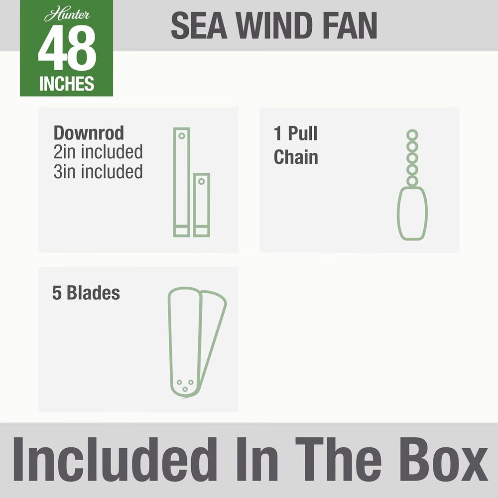 Hunter Sea Wind 48&quot; Outdoor Ceiling Fan in Matte Black, , large