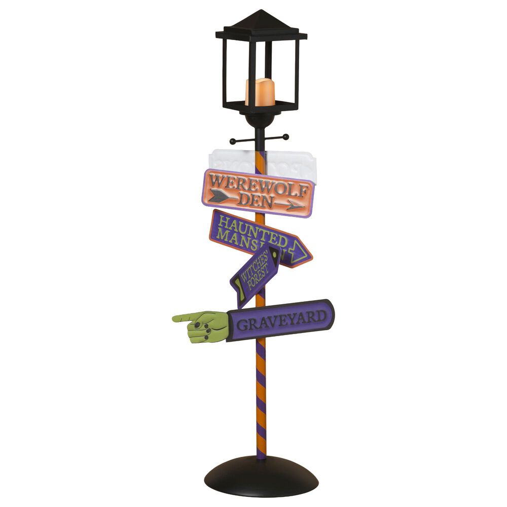 The Gerson Company 47.95"H Lighted Metal Halloween Street Lamp with LED Candle in Assort, , large