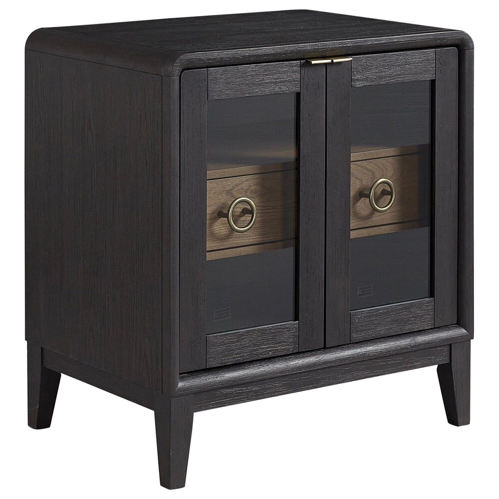 Sterling Timber Elure Nightstand with Glass Door in Peppercorn and Latte, , large