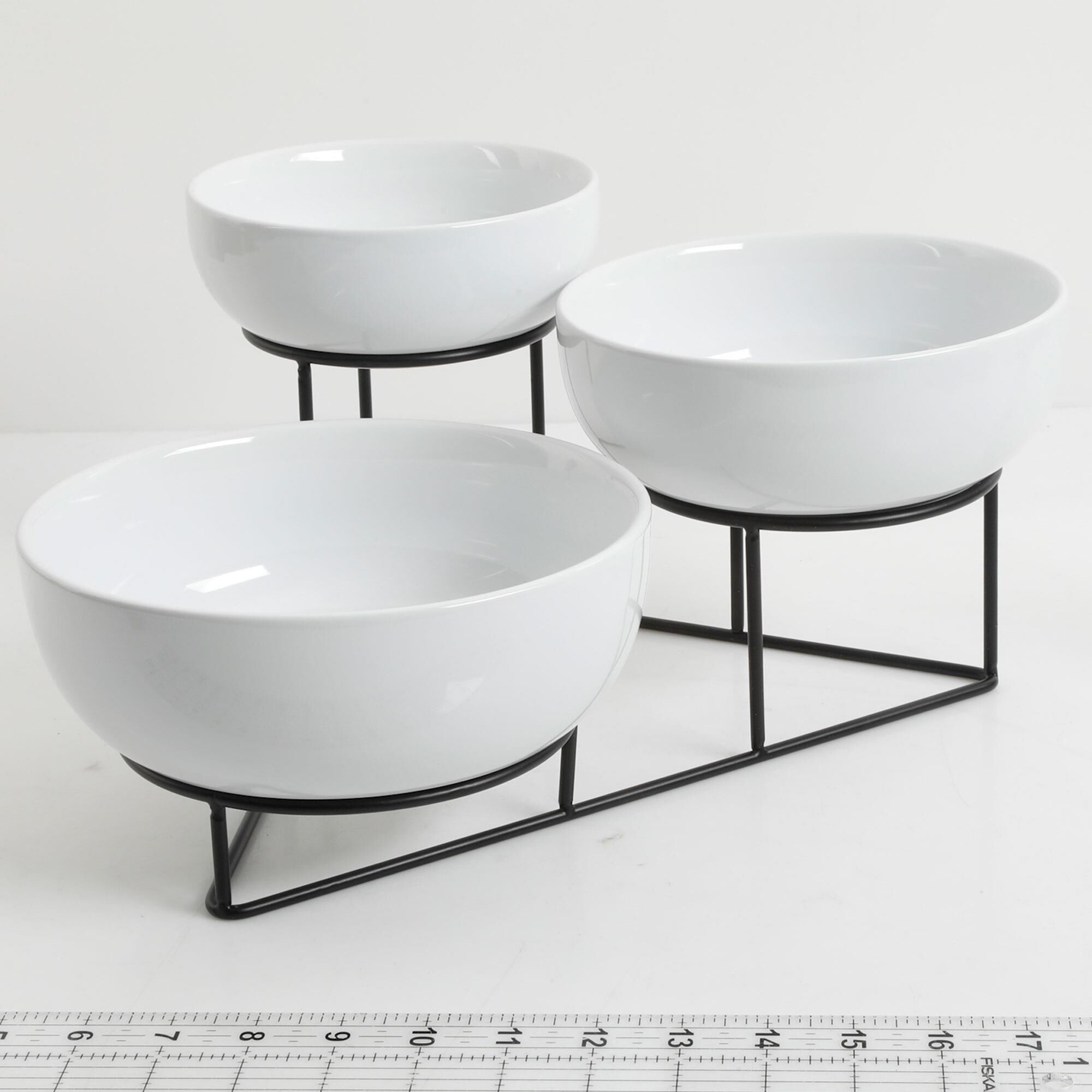 Gibson Home 4 Piece Bowl Set in White and Black NFM