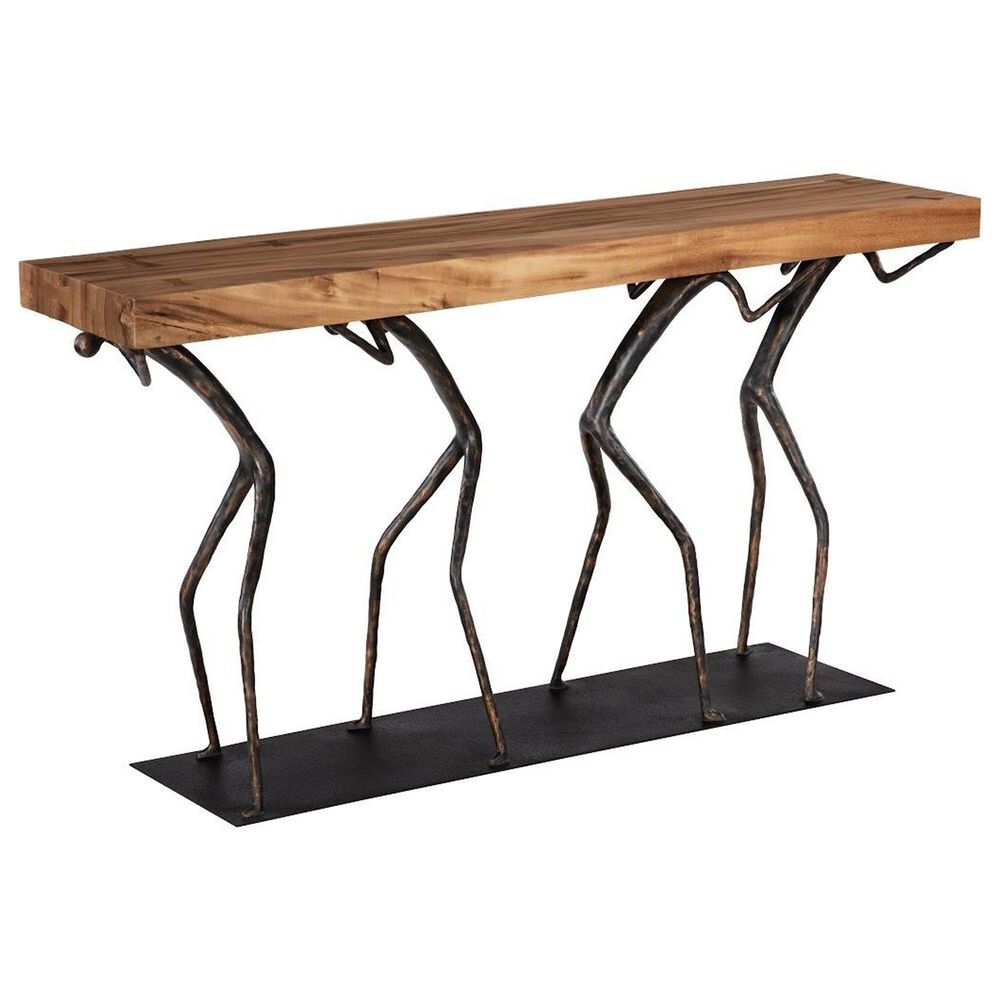 TimberHaus Atlas Small Console Table in Natural and Black, , large
