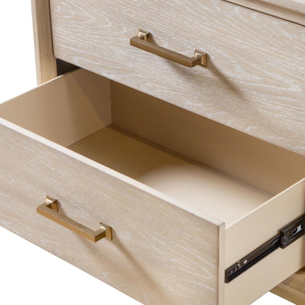 Furniture of America Sandnes 2-Drawer Nightstand in Light Oak and Gold, , large