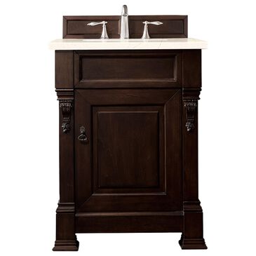 James Martin Brookfield 26" Single Bathroom Vanity in Burnished Mahogany with 3 cm Eternal Marfil Quartz Top and Rectangle Sink, , large