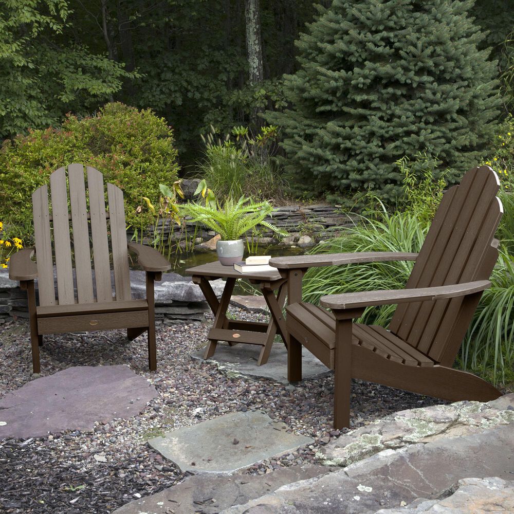 Highwood USA Classic Westport 3-Piece Adirondack Chair Set in Weathered Acorn, , large