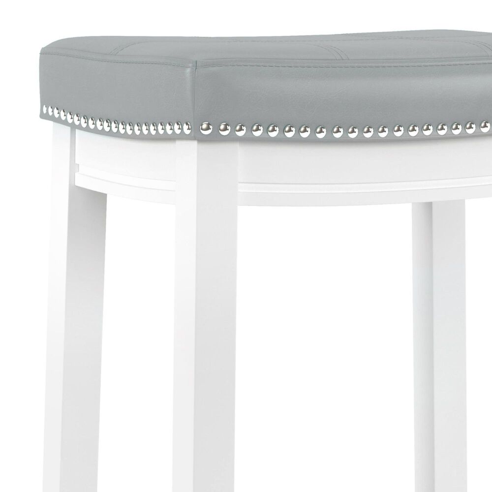 Linon Home Decor Claridge Counter Stool with Light Grey Cushion in Bright White, , large