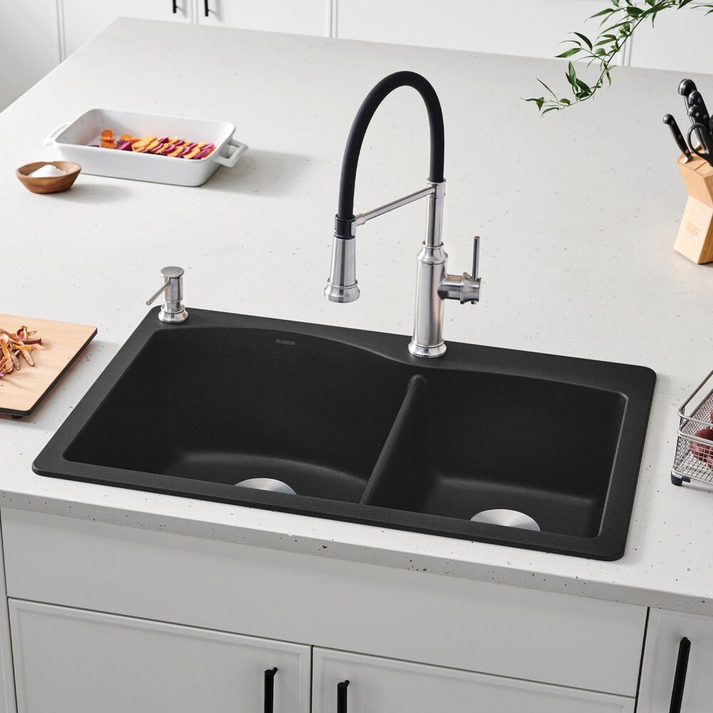 Blanco Diamond 33&quot; 60/40 Double Bowl Dual Mount Kitchen Sink in Anthracite, , large