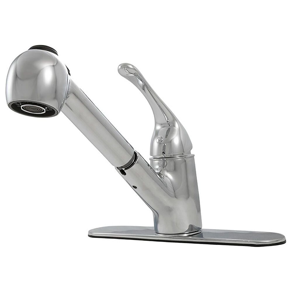 MS International Pull-Out Low Profile Sprayer Kitchen Faucet in Polished Chrome, , large