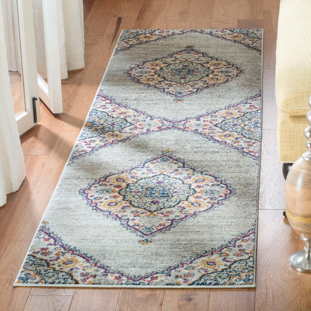 Safavieh Madison MAD153R 2&#39;3&quot; x 8&#39; Light Grey and Fuchsia Runner, , large