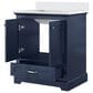 Lexora Home Dukes 30" Single Bathroom Vanity in Navy Blue with 2 cm White Cultured Marble Top and Rectangular Sink, , large