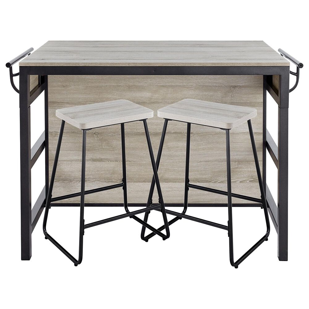 Steve Silver Carson Kitchen Island Set in Driftwood and Black, , large