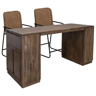 IFD Mezquite 3-Piece Rectangular Dining Set in Black and Reddish Brown, , large