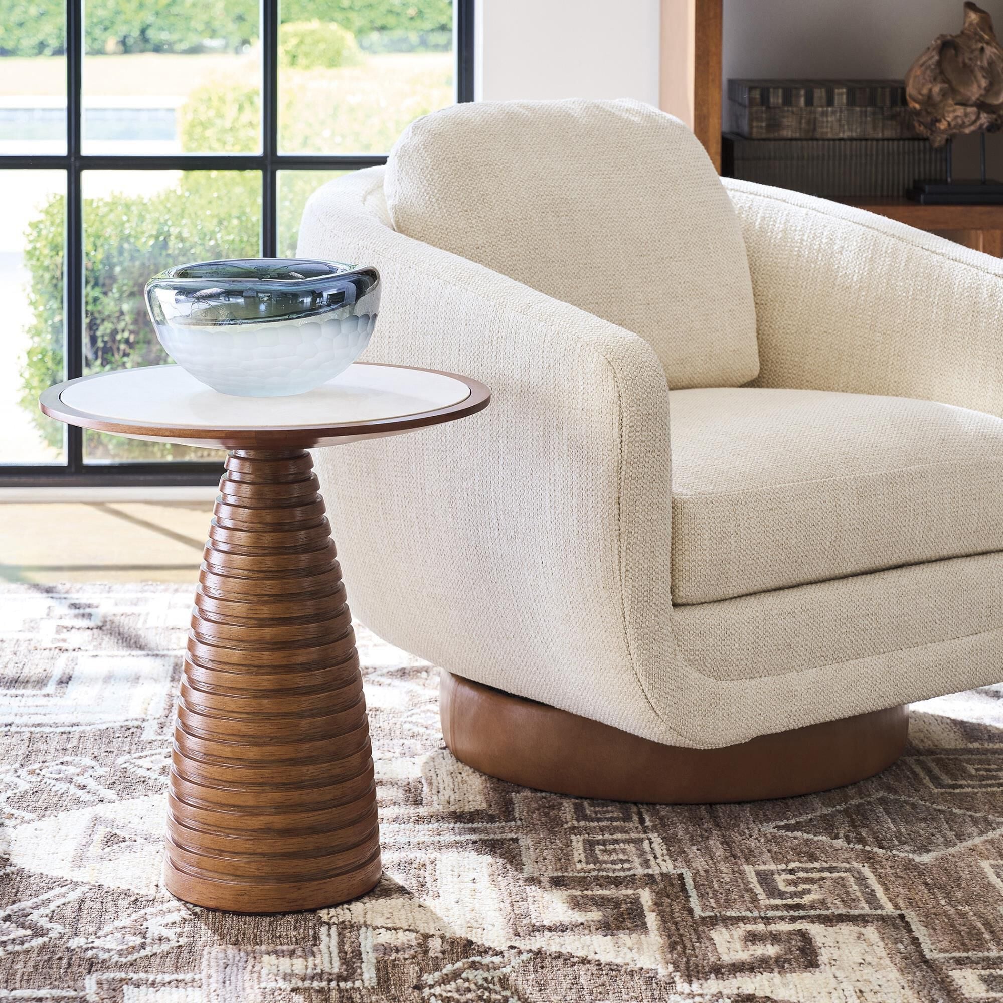 Lexington Home Brands La Costa Bluewater Swivel Chair in Bisque