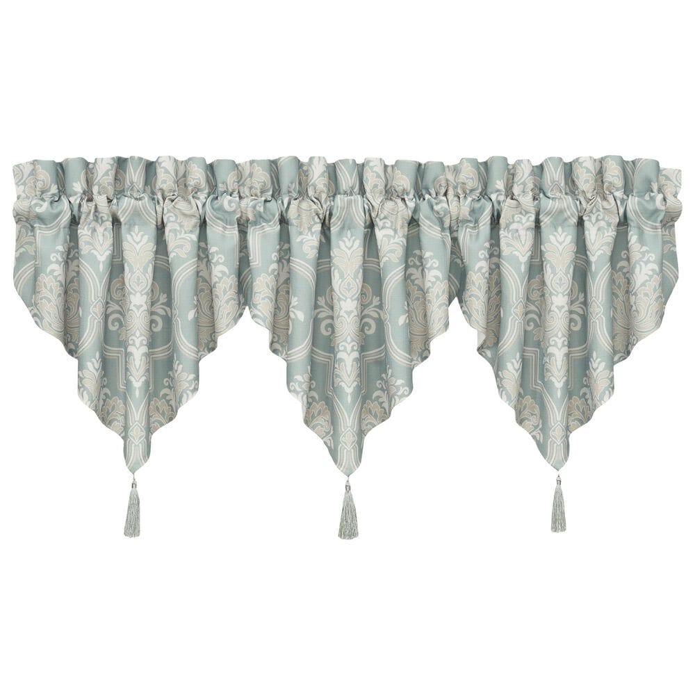 J. Queen New York Tranquility 40" x 21" Window Ascot Valance in Aqua, Cream and Gold, , large