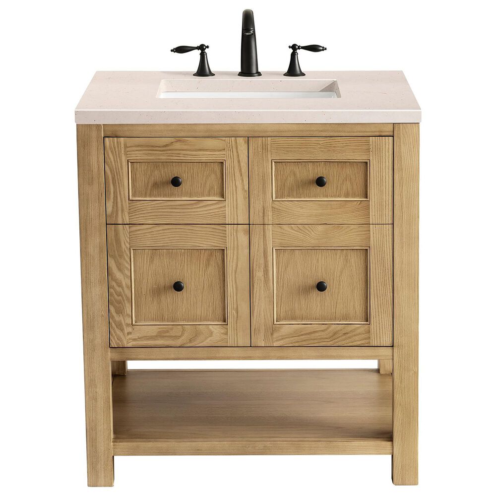 James Martin Vanities Breckenridge 30" Single Bathroom Vanity in Light Natural Oak with 3 cm Eternal Marfil Quartz Top and Rectangular Sink, , large